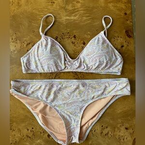 Women’s J Crew pink paisley bikini L